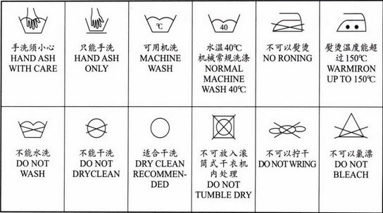 酒店洗衣服常見的洗滌標志
